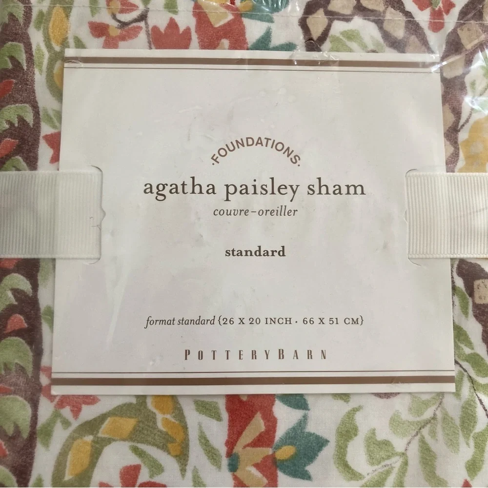 New Pottery Barn Foundations Agatha paisley sham standard pillow case